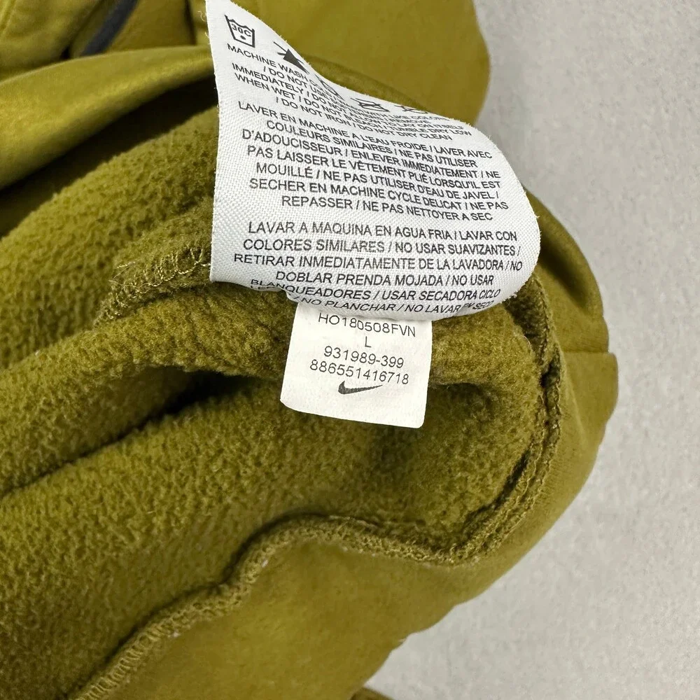Nike Hoodie Men Large Green Solid Block Logo Standard Sweatshirt Swoosh Dri Fit
